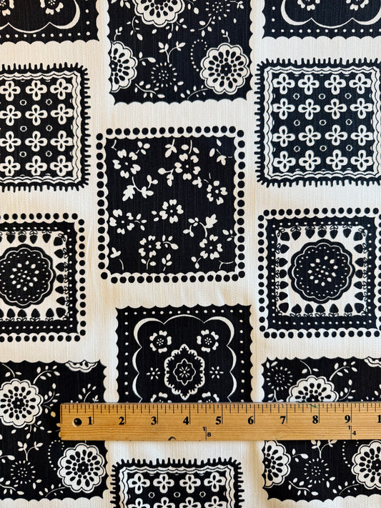 Patchwork Print Black and White Denim