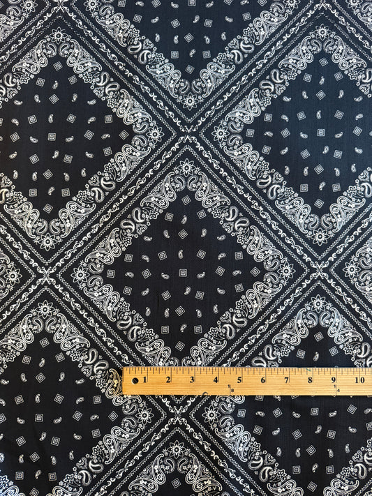 Bandana Print Denim Black and White