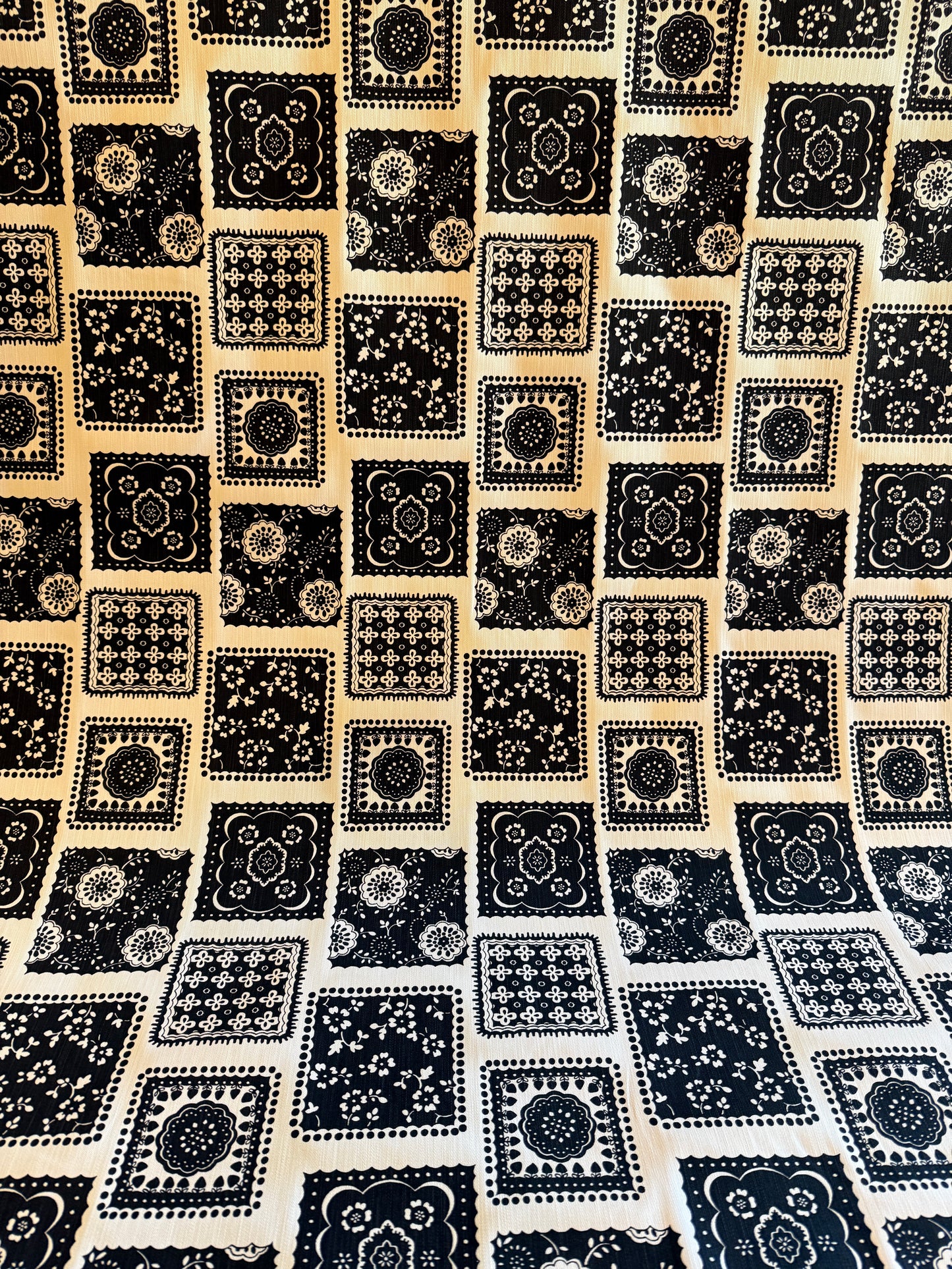 Patchwork Print Black and White Denim