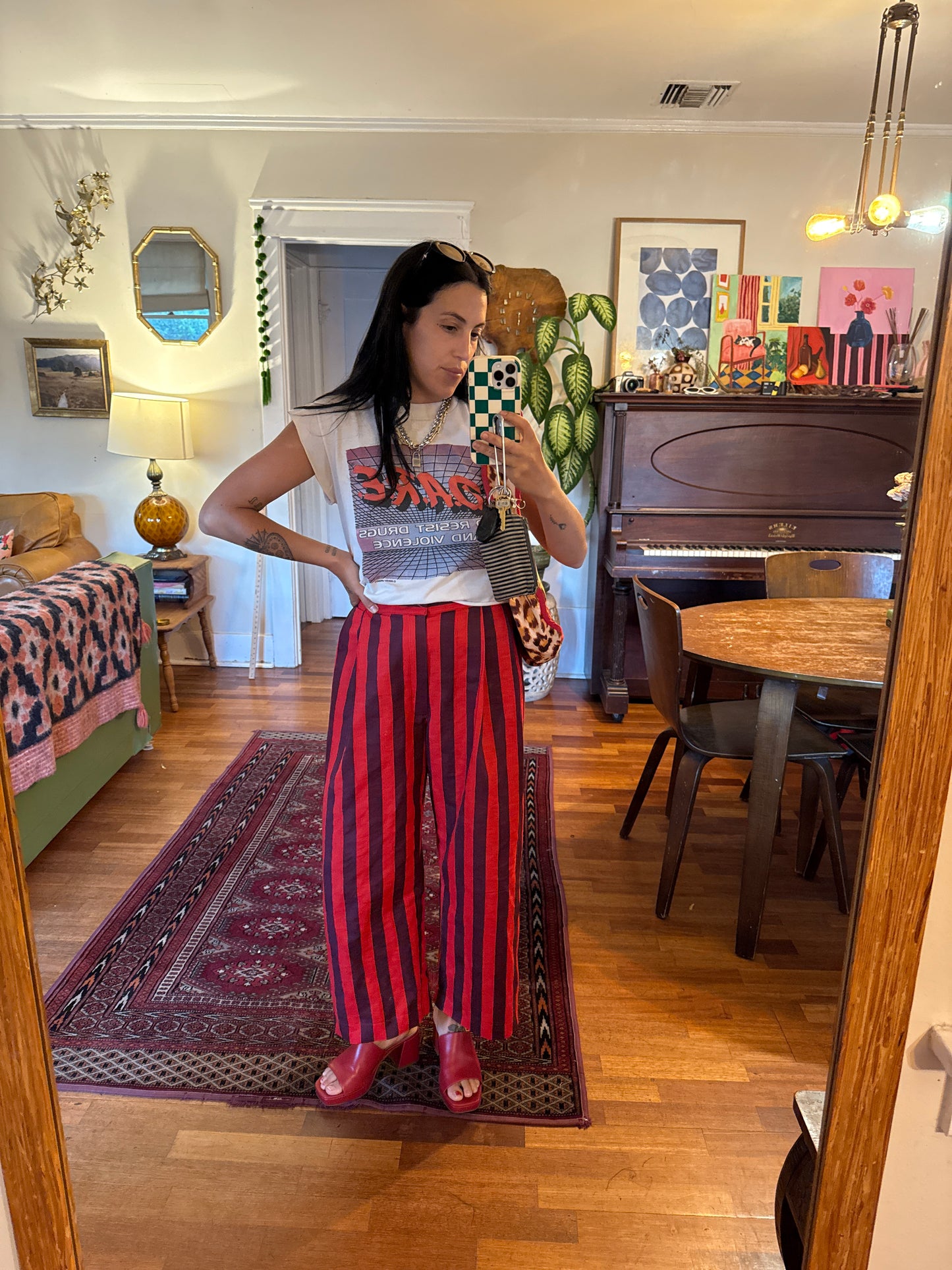 Cherry + Wine Striped Linen Cotton