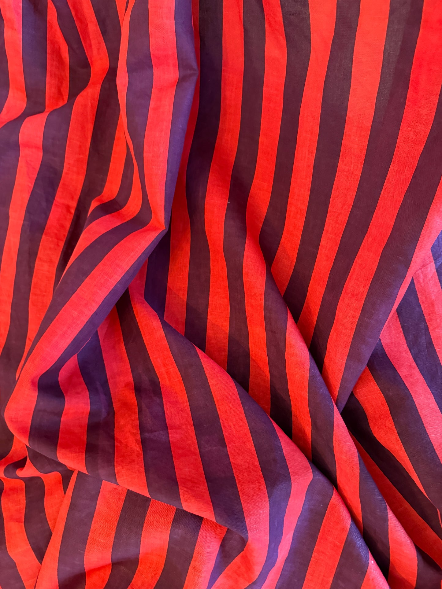 Cherry + Wine Striped Linen Cotton