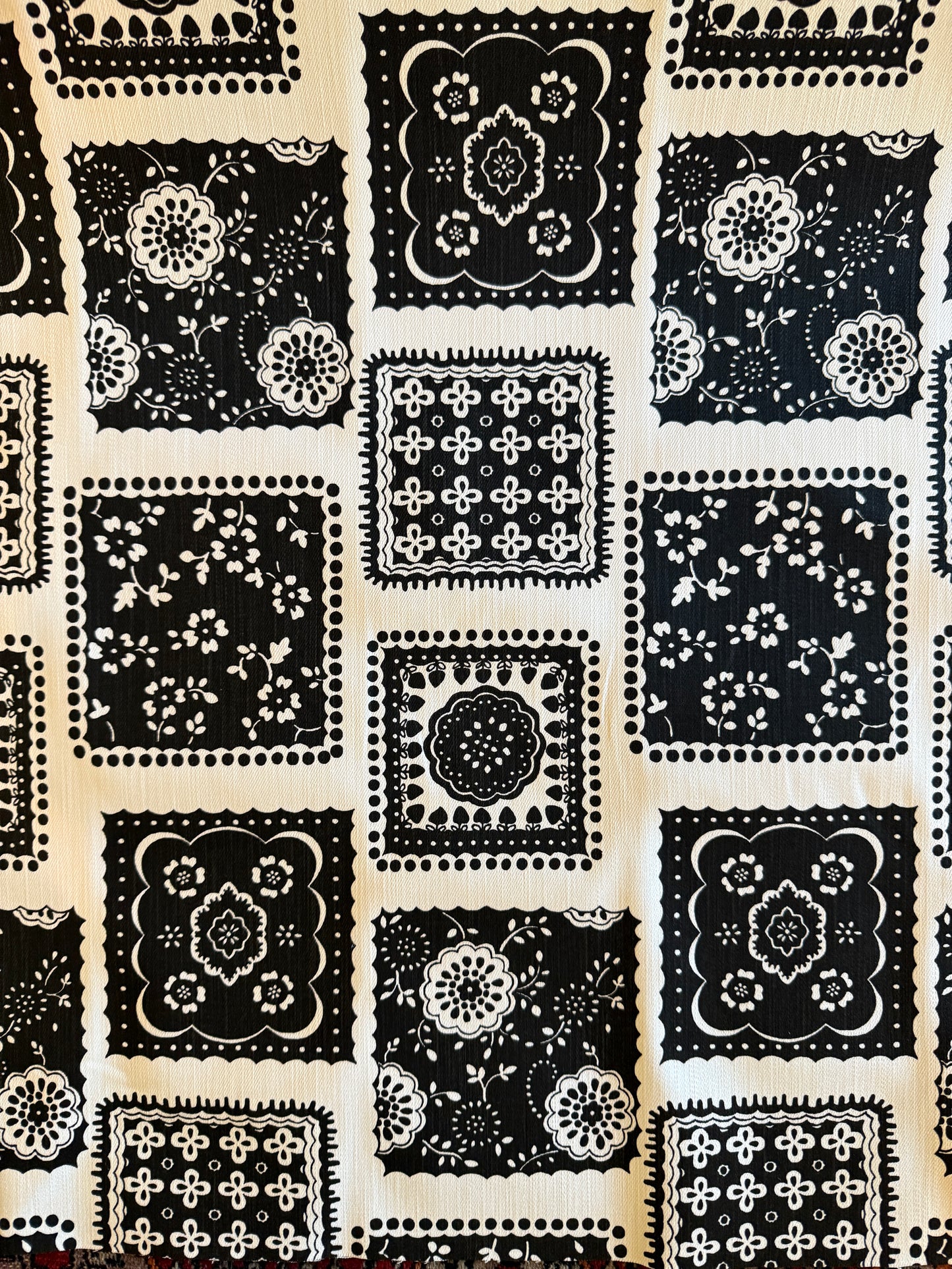 Patchwork Print Black and White Denim