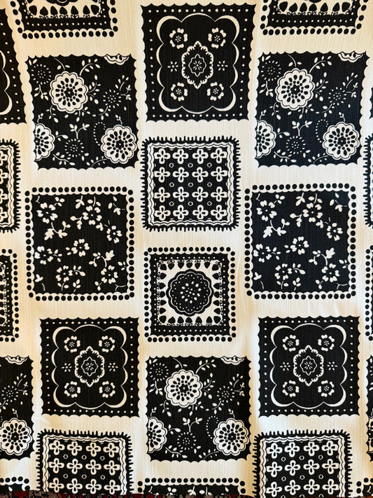 Patchwork Print Black and White Denim