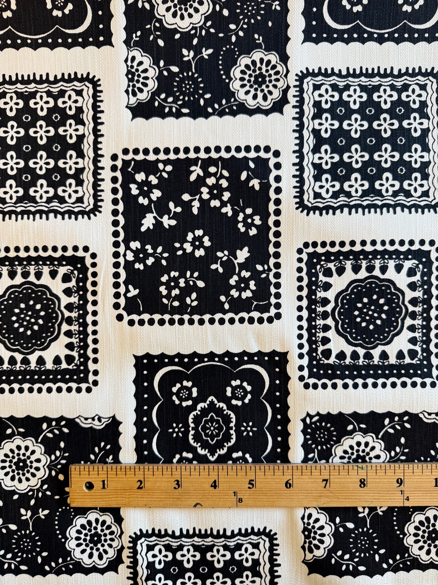 Patchwork Print Black and White Denim