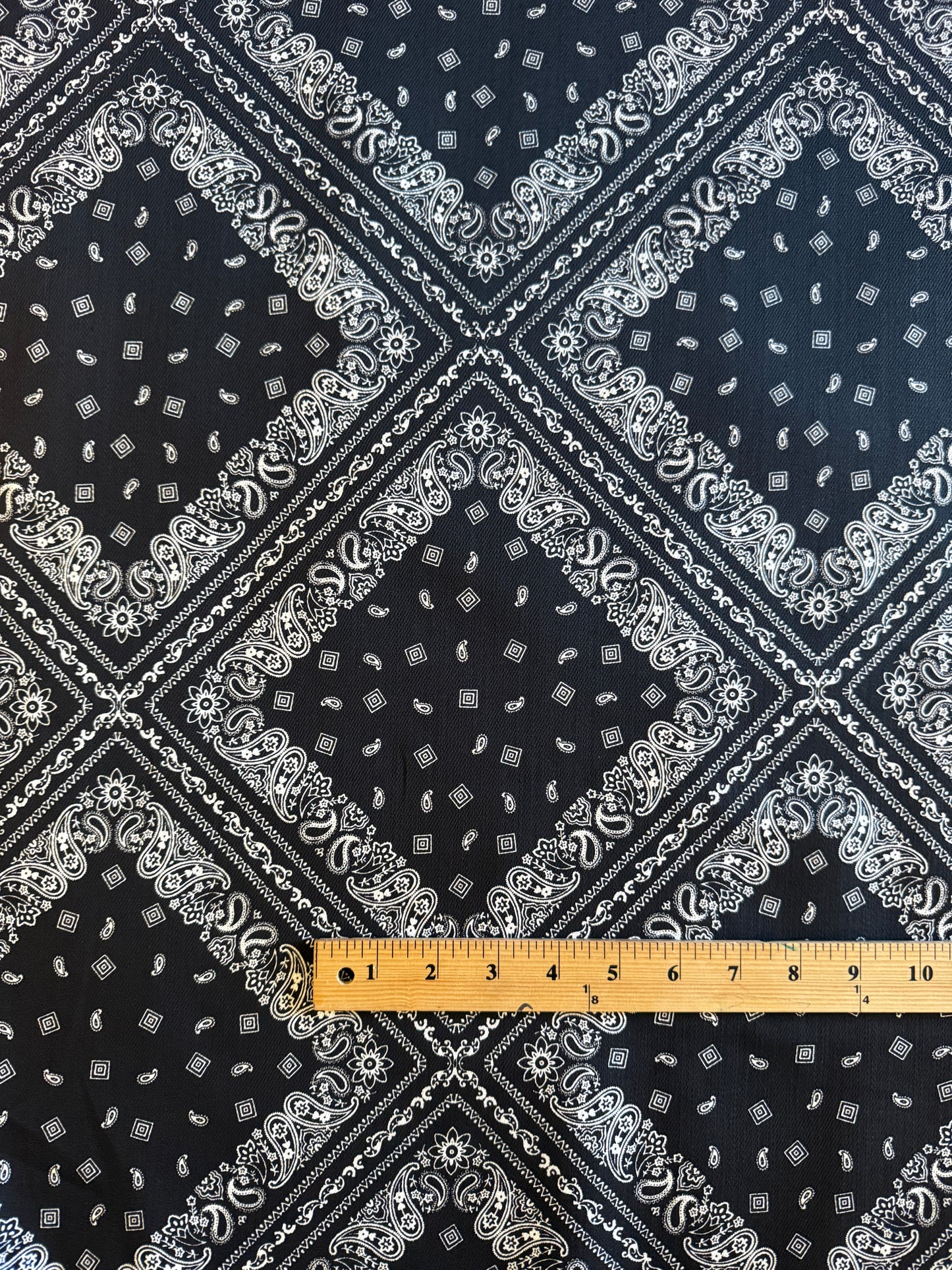 Bandana Print Denim Black and White