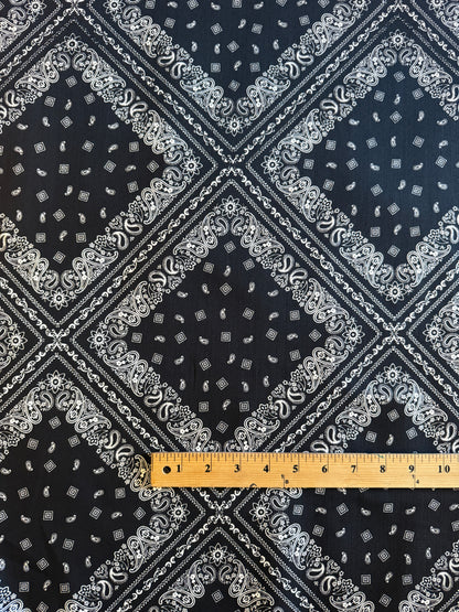 Bandana Print Denim Black and White