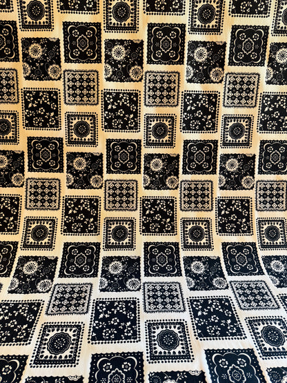 Patchwork Print Black and White Denim