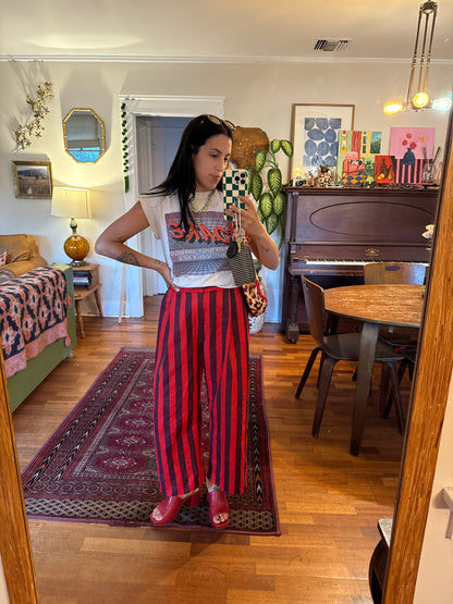 Cherry + Wine Striped Linen Cotton