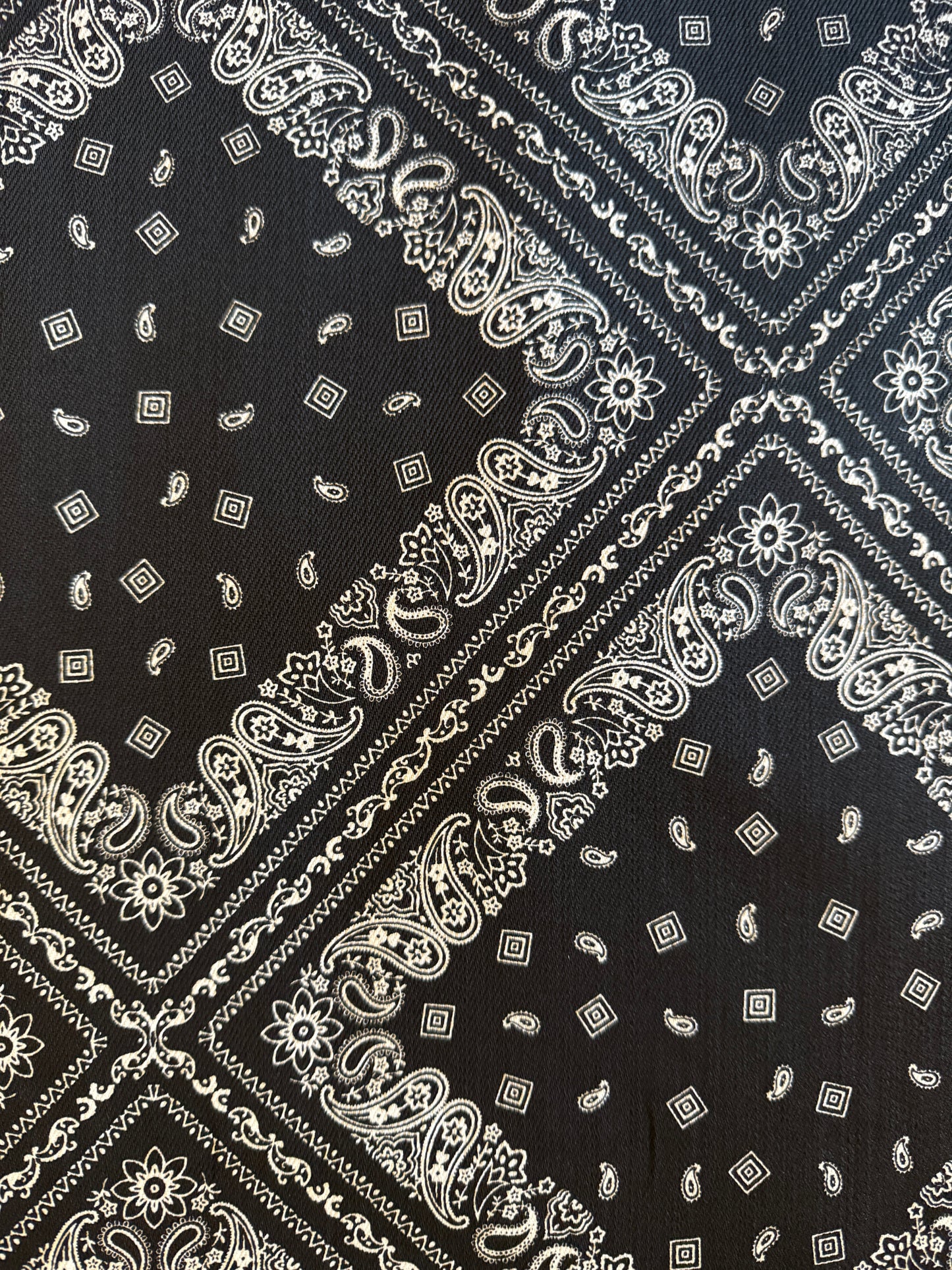 Bandana Print Denim Black and White