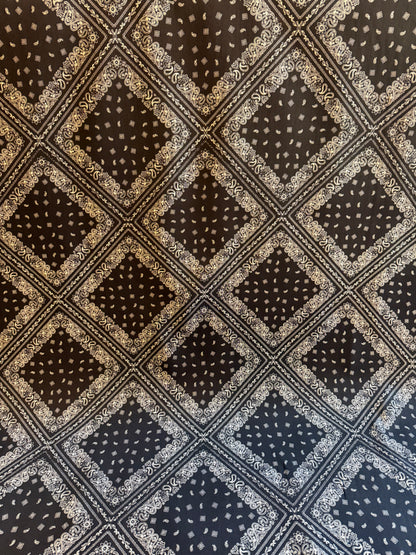 Bandana Print Denim Black and White