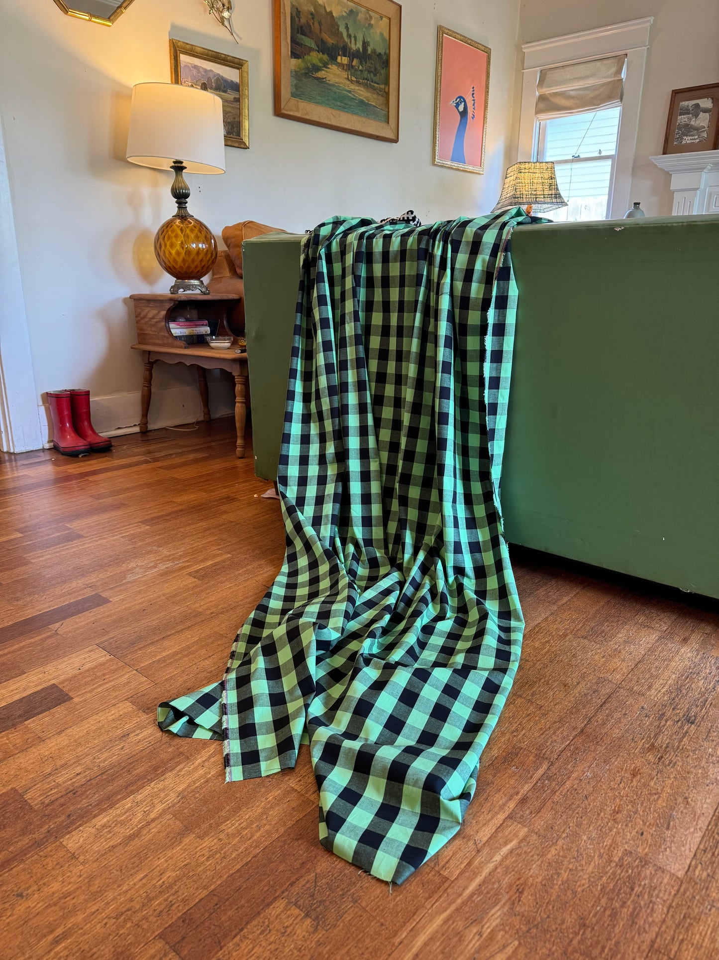 Mint Chip Gingham Fabric
