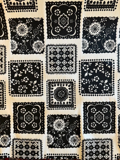 Patchwork Print Black and White Denim