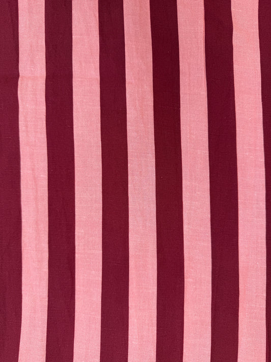 Rose + Rust Stripe Linen Cotton Fabric