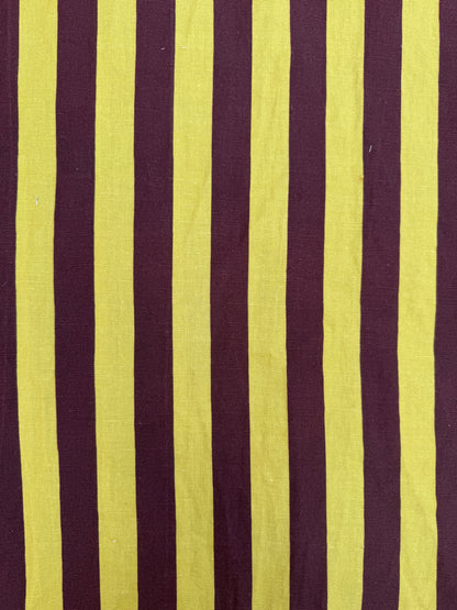 Chartreuse + Bark Striped Linen Fabric